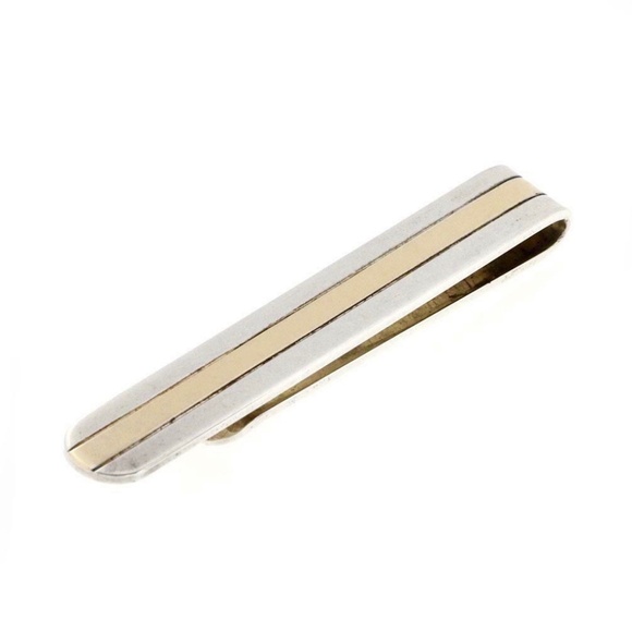 Tiffany & Co. Sterling Silver 18K Yellow Gold Tie Bar Clasp